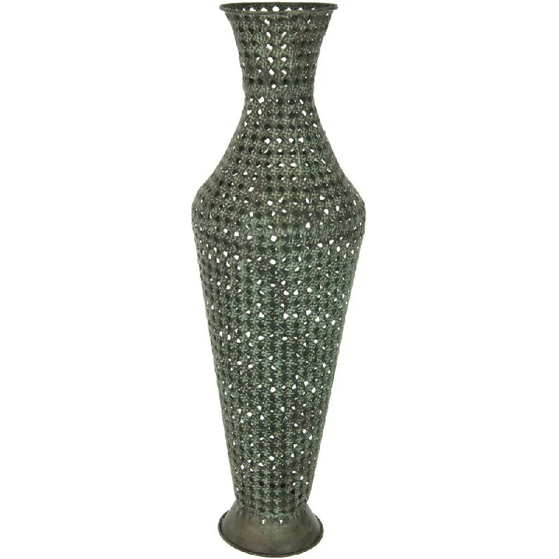 Luxury flower vases for home centerpieces -Wrought Iron Perforated Display Vase (China)