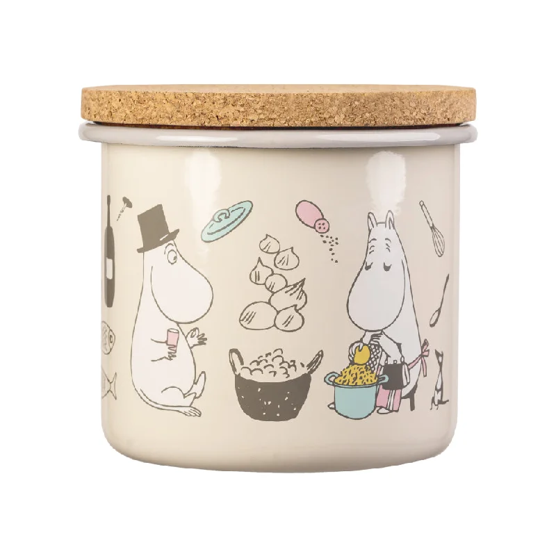 custom ceramic mugs with logo for promotion-Moomin Bon Appétit Enamel Jar with lid 1.3 L