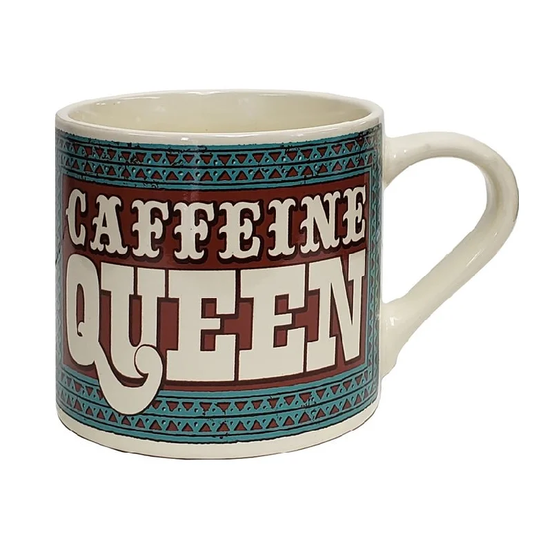 large custom mugs for family gatherings-Caffeine Queen Ceramic Mug | Vintage Style | Design on Both Sides | In a Gift Box