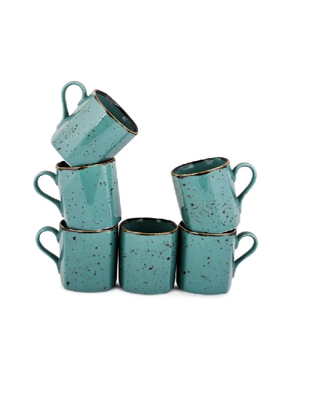 insulated coffee mugs for daily commuters-Cappuccino Green Forest Porcelain Coffee Mugs | Set of 6