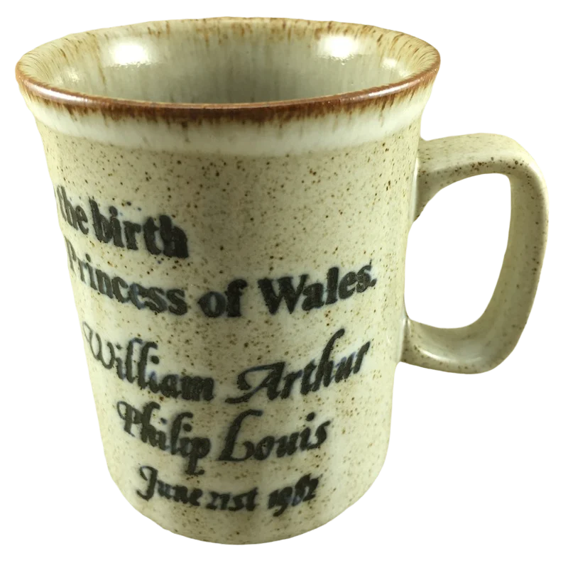 funny coffee cups for relaxing weekends-Commemorate Birth William Arthur Philip Louis Speckled Mug Dunoon