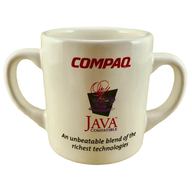 custom ceramic coffee mugs with photo prints-Compaq Java Nonstop Servers Double Handle Mug