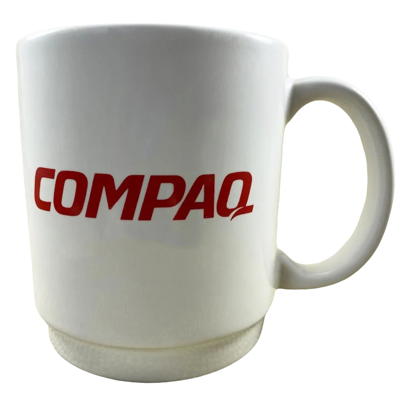 insulated coffee cups with designs for branding-Compaq Logo Pedestal Mug