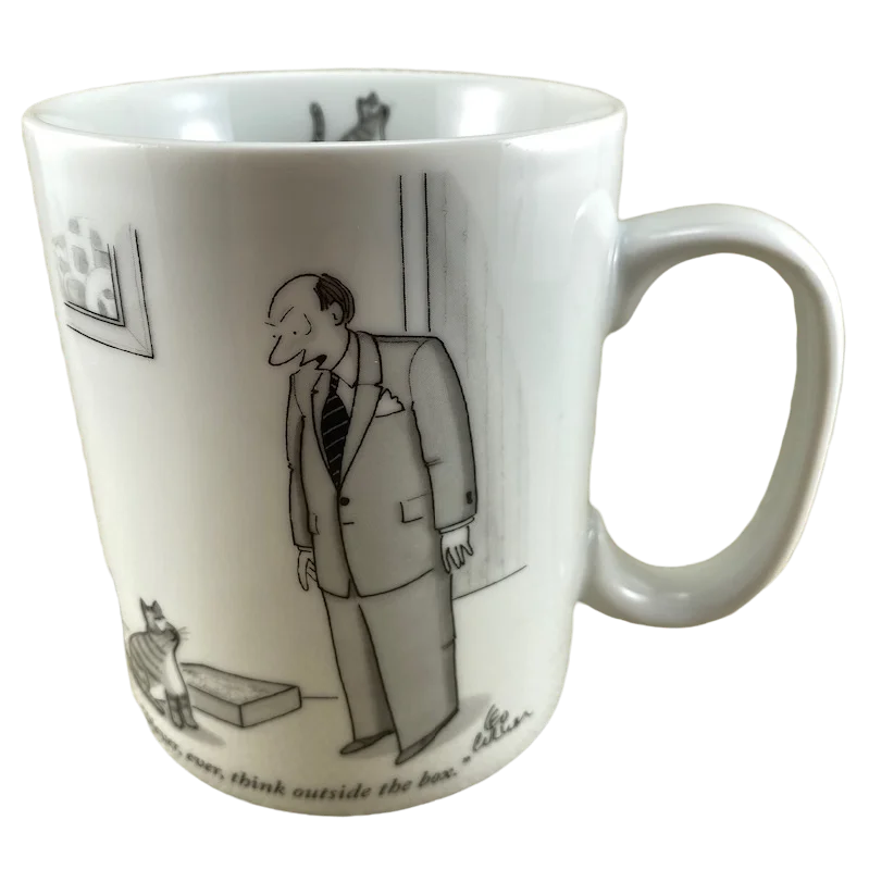 custom coffee mugs for office parties-Conde Nast The New Yorker Never Ever Think Outside The Box Mug New York Puzzle Company