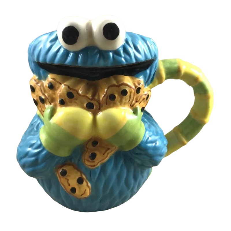 best ceramic mugs for large tea servings-Cookie Monster Figural Mug Sesame Workshop