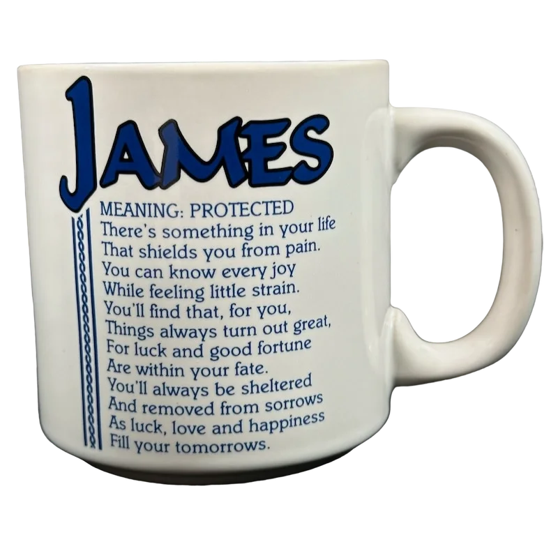 large ceramic travel mugs for tea-JAMES Poetry Name Blue Interior Mug Papel