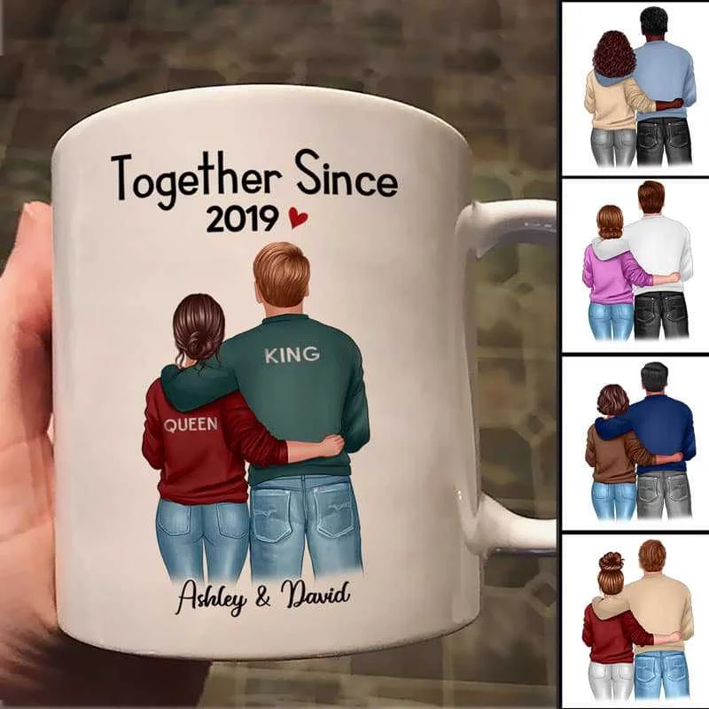 custom mugs for corporate promotions-Couple Together Since Back View Anniversary Gift Personalized Mug