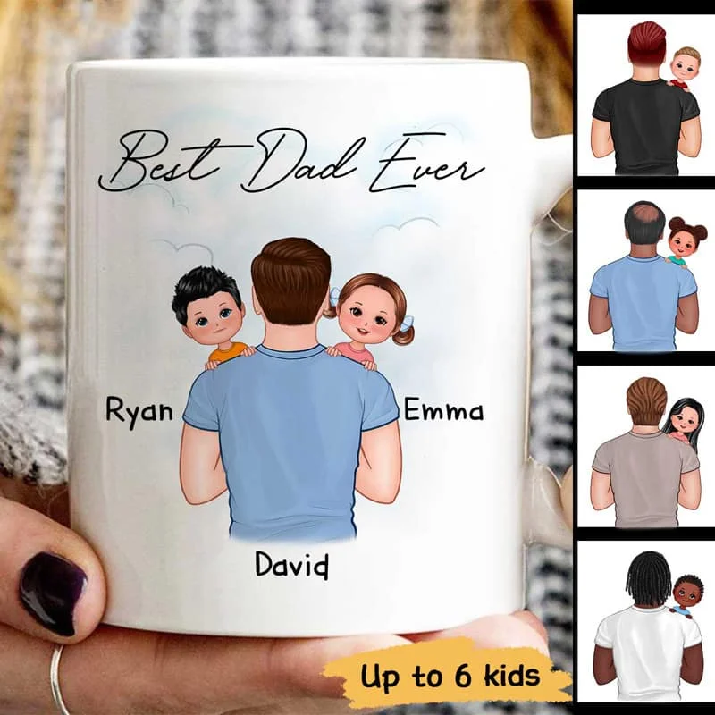 best coffee mugs for coffee lovers-Dad Carrying Kids On Shoulder Gift Personalized Mug