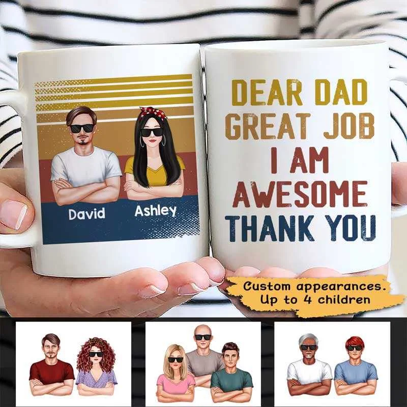 personalized mugs for outdoor adventures-Dear Dad Great Job Gift For Dad Personalized Mug