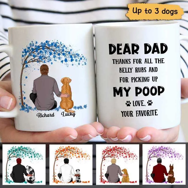 insulated coffee cups with designs for branding-Dog Dad Under Tree Personalized Mug