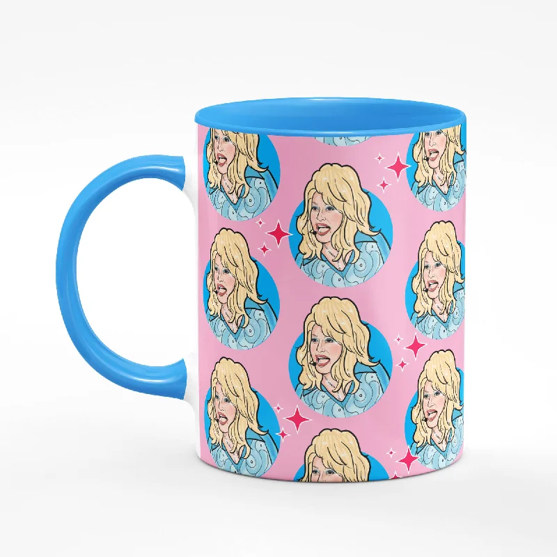 custom coffee cups for corporate giveaways-Dolly Blue Mug | Iconic Singer Ceramic Coffee Tea Cup | 11oz