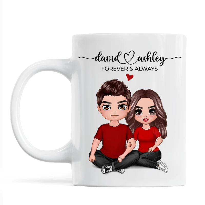 best coffee mugs for cold tea-Embracing Couple Heart Names Personalized Mug