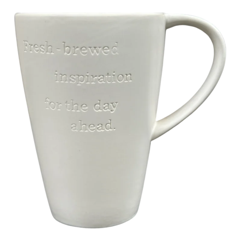 funny travel mugs for commuting to work-Fresh Brewed Inspiration For The Day Ahead Etched Tall White 16oz Mug 2013 Starbucks