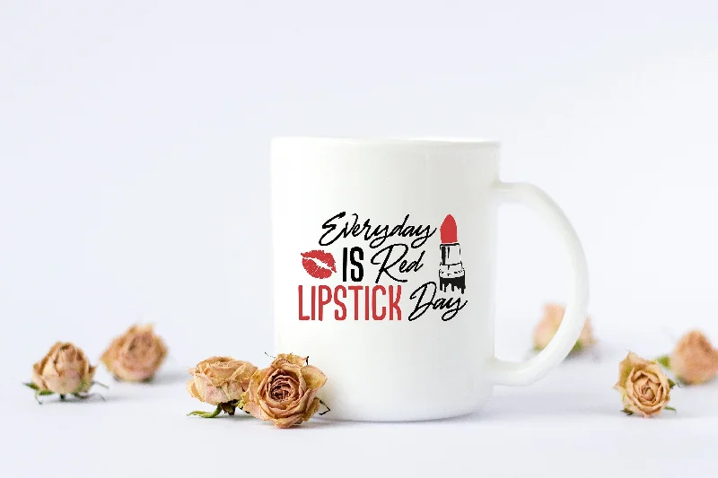 eco-friendly coffee mugs with unique prints-Everyday Is Red Lipstick Day Mug