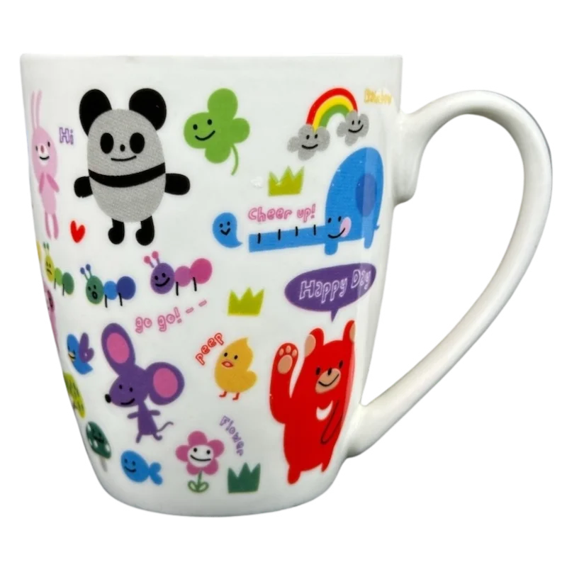 personalized mugs with motivational designs-Friends Happy Day Cute Animals Mug Daiso Japan