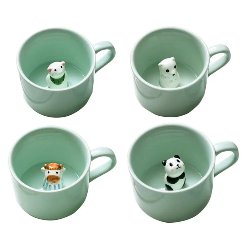 stylish travel mugs for tea lovers-Hoomall Cartoon Animals Ceramic Mugs Coffee Milk Juice Lemon Tea Cup Cute Kids Mug Home Office Drinkware for Kitchen Accessories