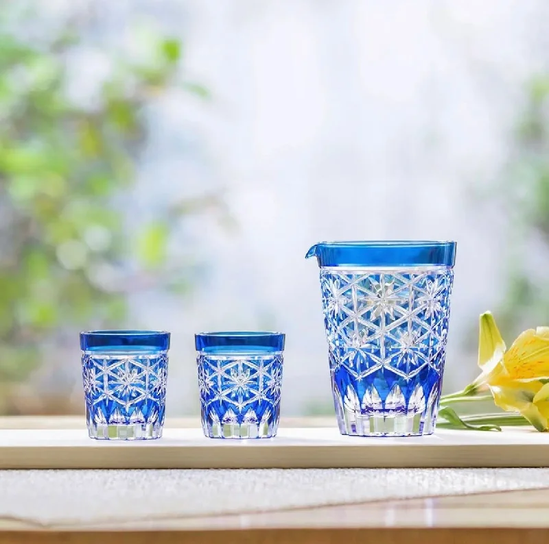 best mugs for enjoying hot beverages-Kagami Crystal - Sake Barware, Edo Kiriko "Seika"