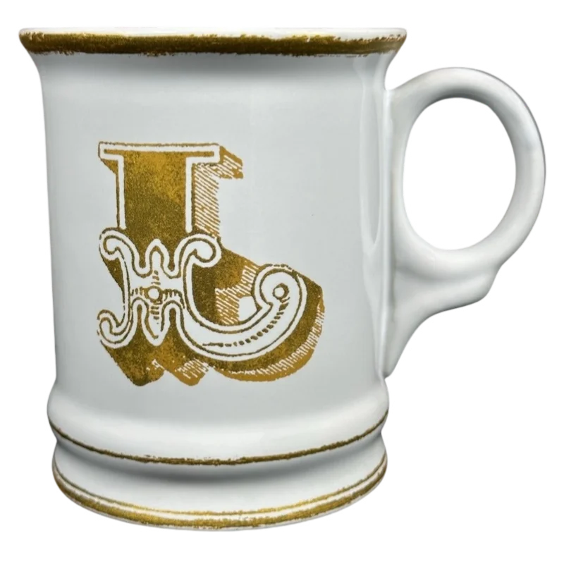 large coffee mugs with motivational quotes-Letter "L" Gold Writing Monogram Initial Mug Williams Sonoma