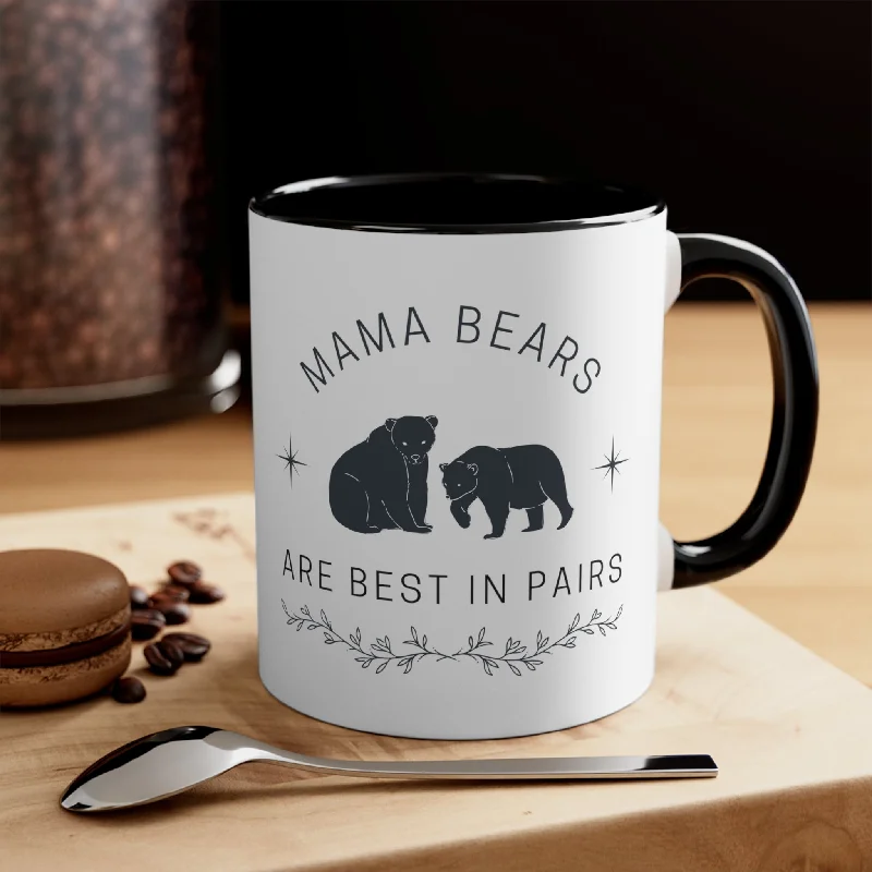 personalized mugs for office use-LGBT Moms "Mama Bears are Best in Pairs" Accent Coffee Mug, 11oz | Mothers Day Lesbian Moms LGBTQ Pride