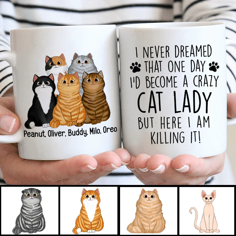 large ceramic mugs for hot beverages-Never Dreamed To Be A Cat Lover Personalized Mug