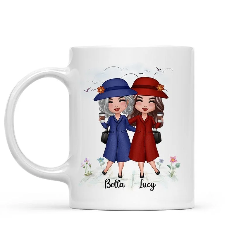 large travel mugs with custom designs-Old Doll Besties Best Friends Sisters Personalized Mug