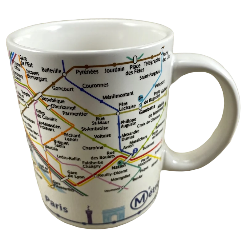 insulated coffee cups for cold beverages-Paris Metro Transit System Map Mug