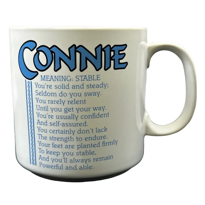 custom coffee cups with designs for weddings-CONNIE Poetry Name Pink Interior Mug Papel