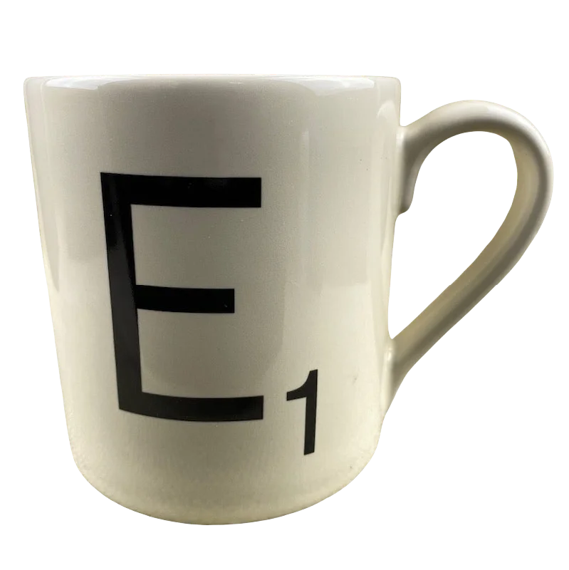 personalized photo mugs for gifts-Scrabble Letter "E" Mug Wild & Wolf NEW