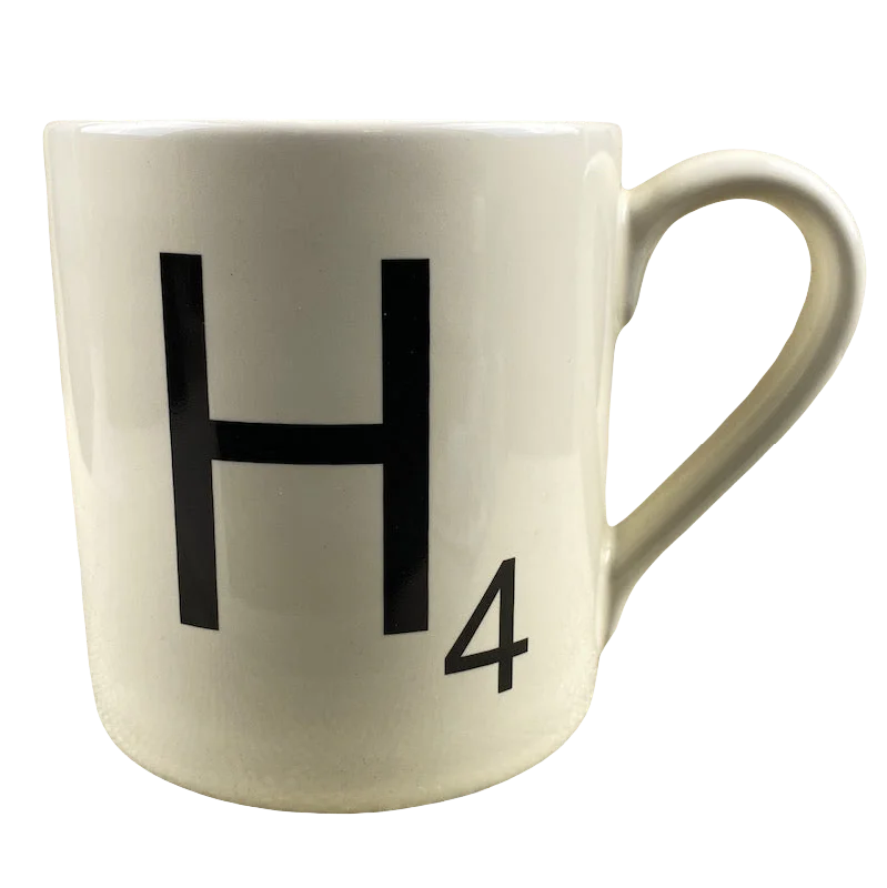 custom mugs for promotional giveaways at events-Scrabble Letter "H" Mug Wild & Wolf NEW