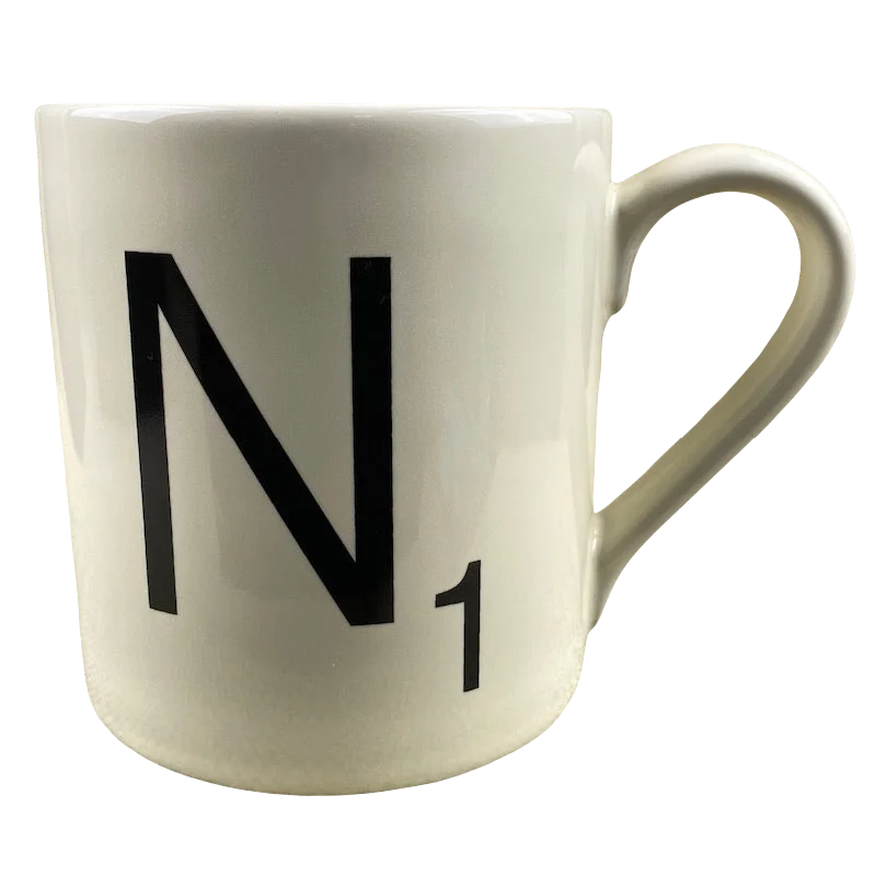 large travel mugs for hot tea-Scrabble Letter "N" Mug Wild & Wolf NEW