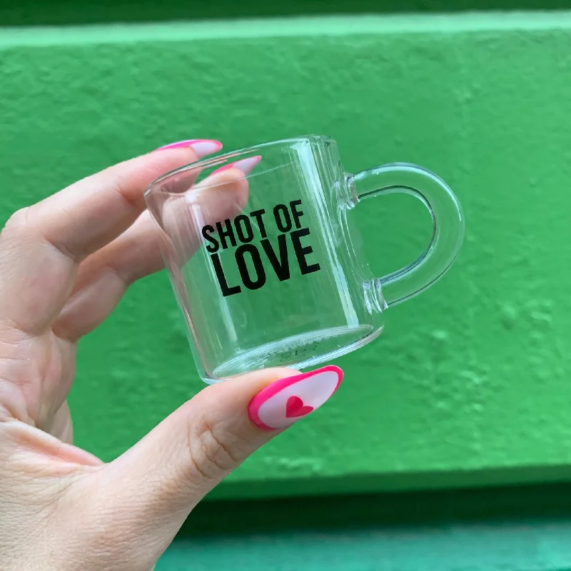 eco-friendly coffee mugs for home use-Set of 4 Shot of Love Glass Espresso Cup | Coffee Tea Clear Mug