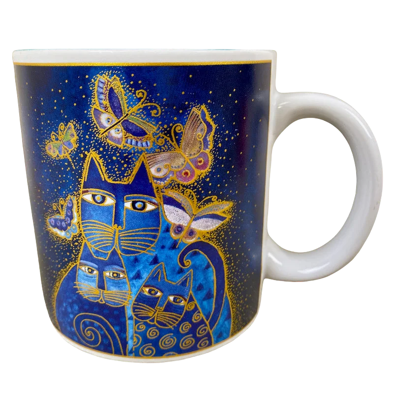 funny coffee mugs for office gifts-Sonoma Blue Cats Butterflies Mug Laurel Burch Wine Things Unlimited