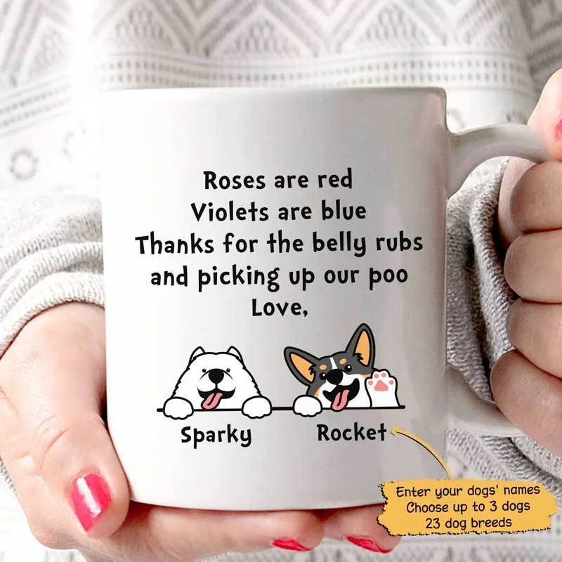 personalized travel mugs for morning coffee-Thank You Cute Paws Up Dog Personalized Dog Coffee Mug