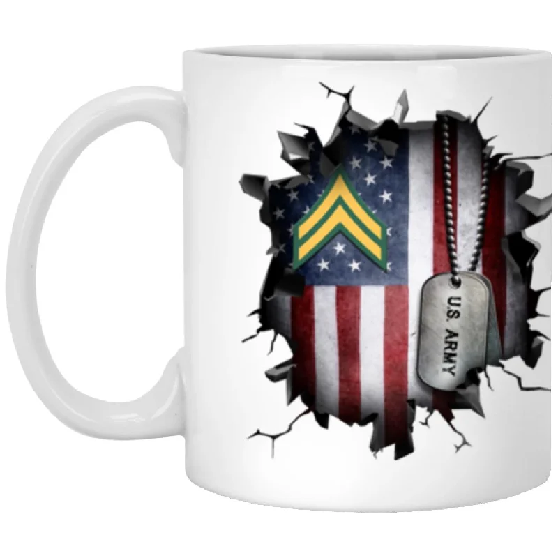 best mugs for enjoying hot beverages-US Army E-4 Corporal E4 CPL Noncommissioned Officer Ranks 3D Break Effect 11oz - 15oz White Mug