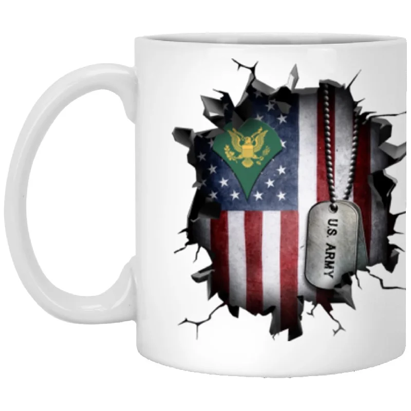 cute ceramic coffee cups for gifts-US Army E-4 SPC E4 Specialist Ranks 3D Break Effect 11oz - 15oz White Mug