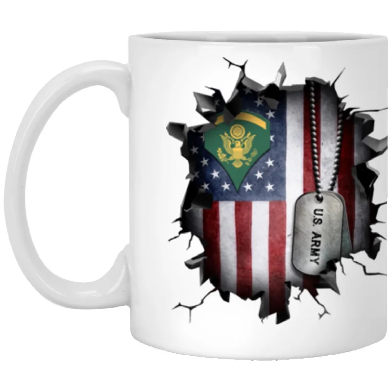 personalized travel mugs for business gifts-US Army E-5 SPC E5 Specialist Ranks 3D Break Effect 11oz - 15oz White Mug