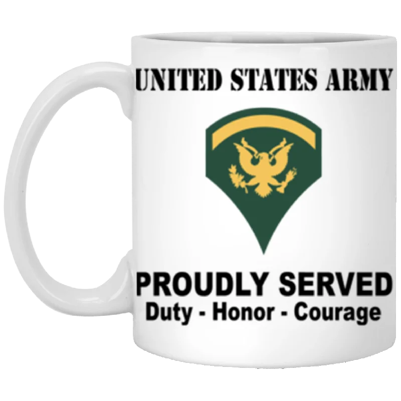 high-quality coffee mugs for keeping beverages warm-US Army E-5 SPC E5 Specialist Ranks Proudly Served Core Values 11 oz. White Mug