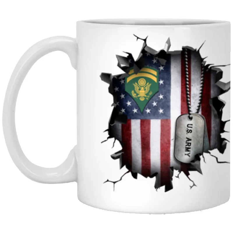 best ceramic mugs for enjoying tea-US Army E-6 SPC E6 Specialist Ranks 3D Break Effect 11oz - 15oz White Mug