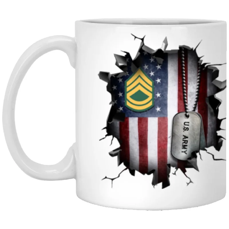 best coffee mugs for summer drinks-US Army E-7 Sergeant First Class E7 SFC Noncommissioned Officer Ranks 3D Break Effect 11oz - 15oz White Mug