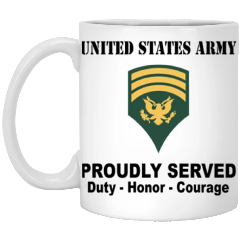 personalized ceramic coffee mugs with names-US Army E-7 SPC E7 Specialist Ranks Proudly Served Core Values 11 oz. White Mug