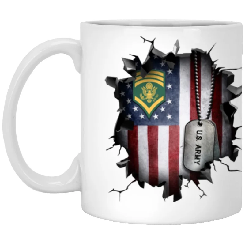 insulated mugs for winter travel-US Army E-8 SPC E8 Specialist Ranks 3D Break Effect 11oz - 15oz White Mug