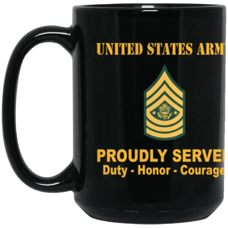 custom mugs with photo for special events-US Army E-9 Sergeant Major of the Army E9 SMA Noncommissioned Officer Proudly Served Core Values 15 oz. Black Mug