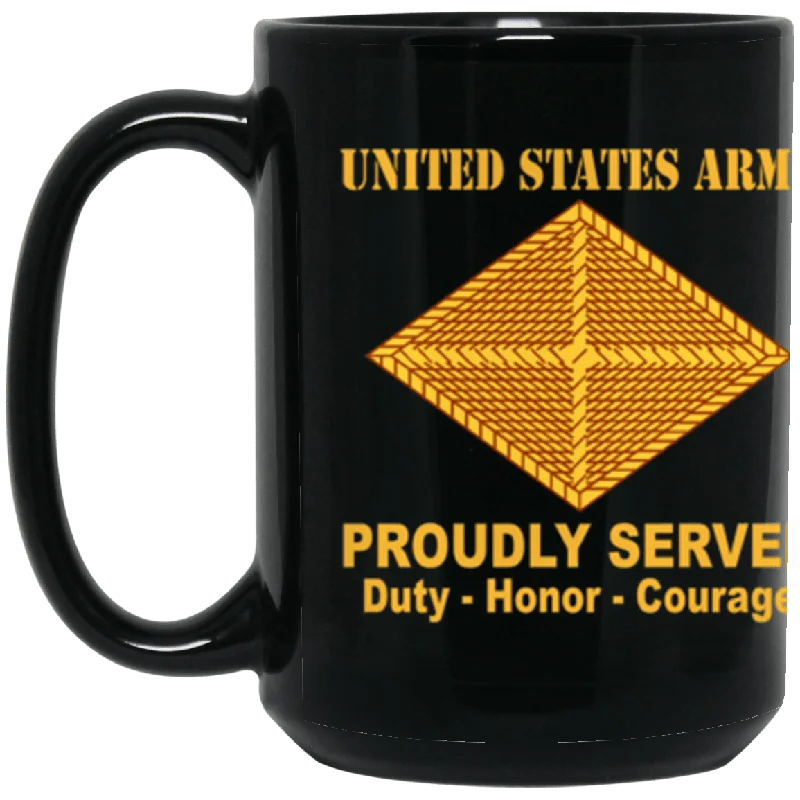 best ceramic mugs for tea time-US Army Finance Corps Proudly Served Core Values 15 oz. Black Mug