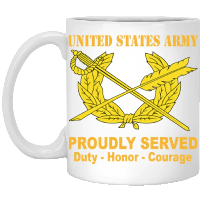 eco-friendly ceramic mugs for hot beverages-US Army Judge Advocate General's Corps Proudly Served Core Values 11 oz. White Mug