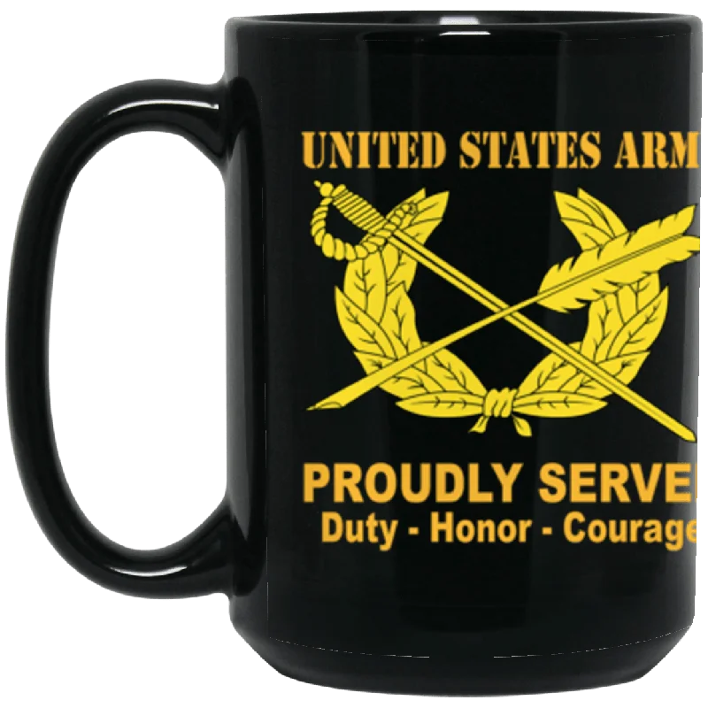 stylish coffee mugs with motivational quotes-US Army Judge Advocate General's Corps Proudly Served Core Values 15 oz. Black Mug