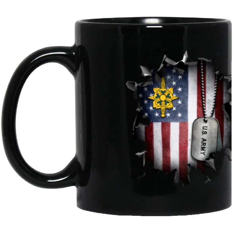 stylish coffee cups for home gatherings-US Army Military Intelligence Branch 3D Break Effect 11oz - 15oz Black Mug