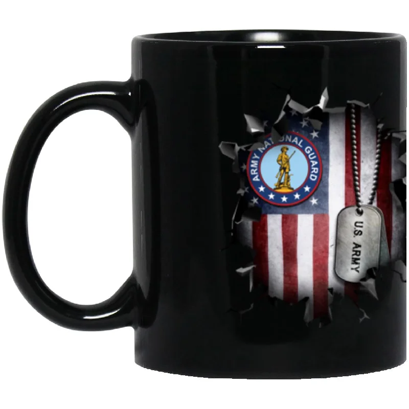 eco-friendly travel coffee mugs with designs-US Army National Guard 3D Break Effect 11oz - 15oz Black Mug