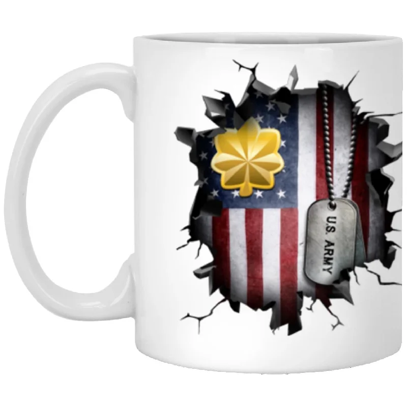 custom mugs for promotional giveaways at events-US Army O-4 Major O4 MAJ Field Officer Ranks 3D Break Effect 11oz - 15oz White Mug