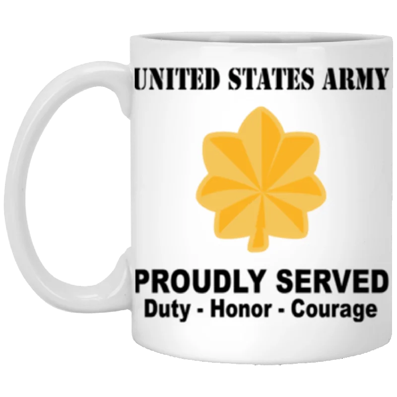 stylish travel mugs for commuting-US Army O-4 Major O4 MAJ Field Officer Ranks Proudly Served Core Values 11 oz. White Mug