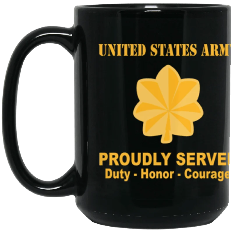 personalized ceramic coffee mugs with names-US Army O-4 Major O4 MAJ Field Officer Ranks Proudly Served Core Values 15 oz. Black Mug